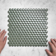 Kai Gloss Green Penny Round Ceramic Mosaic Tile